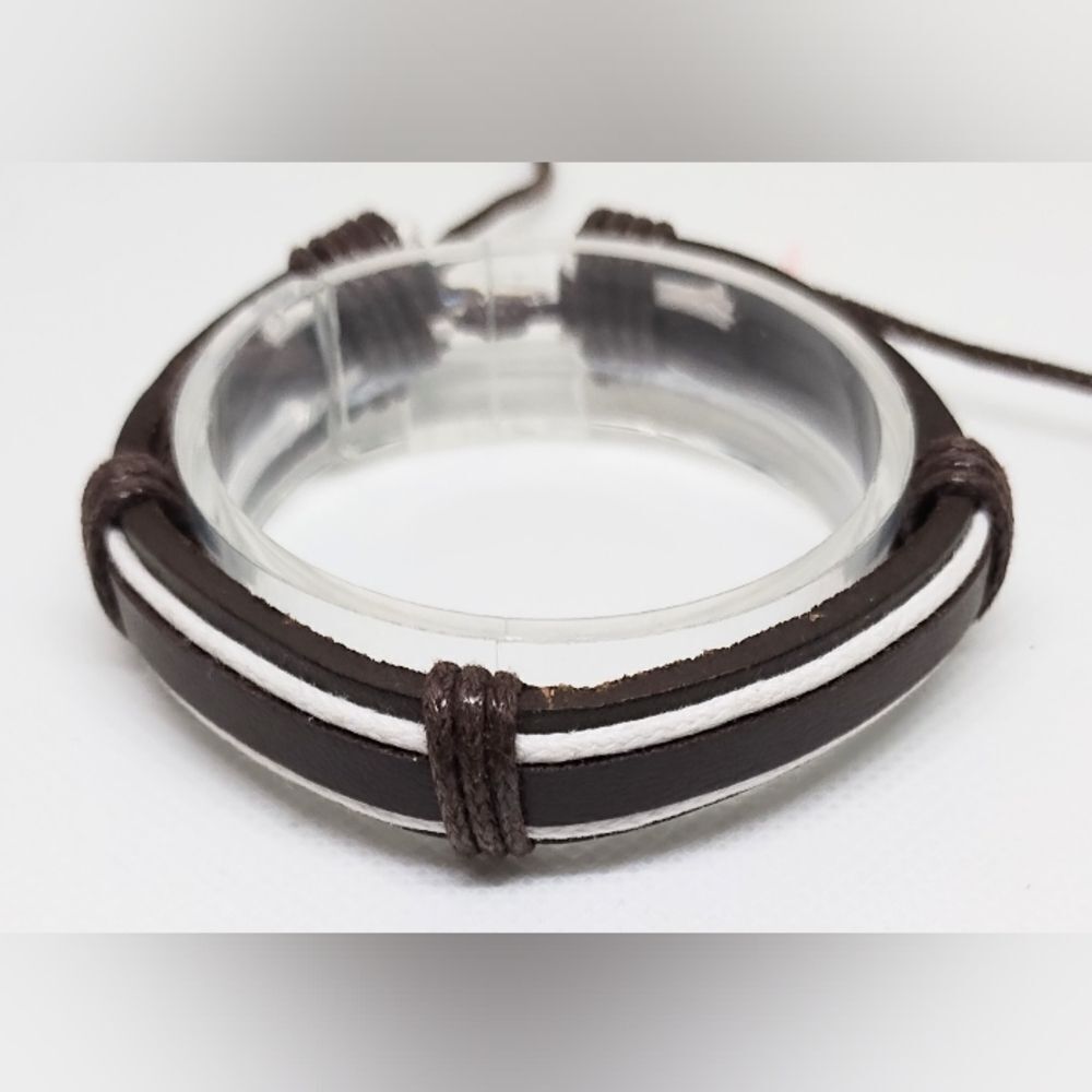 Men's bracelet leather‎ layered brown new e94